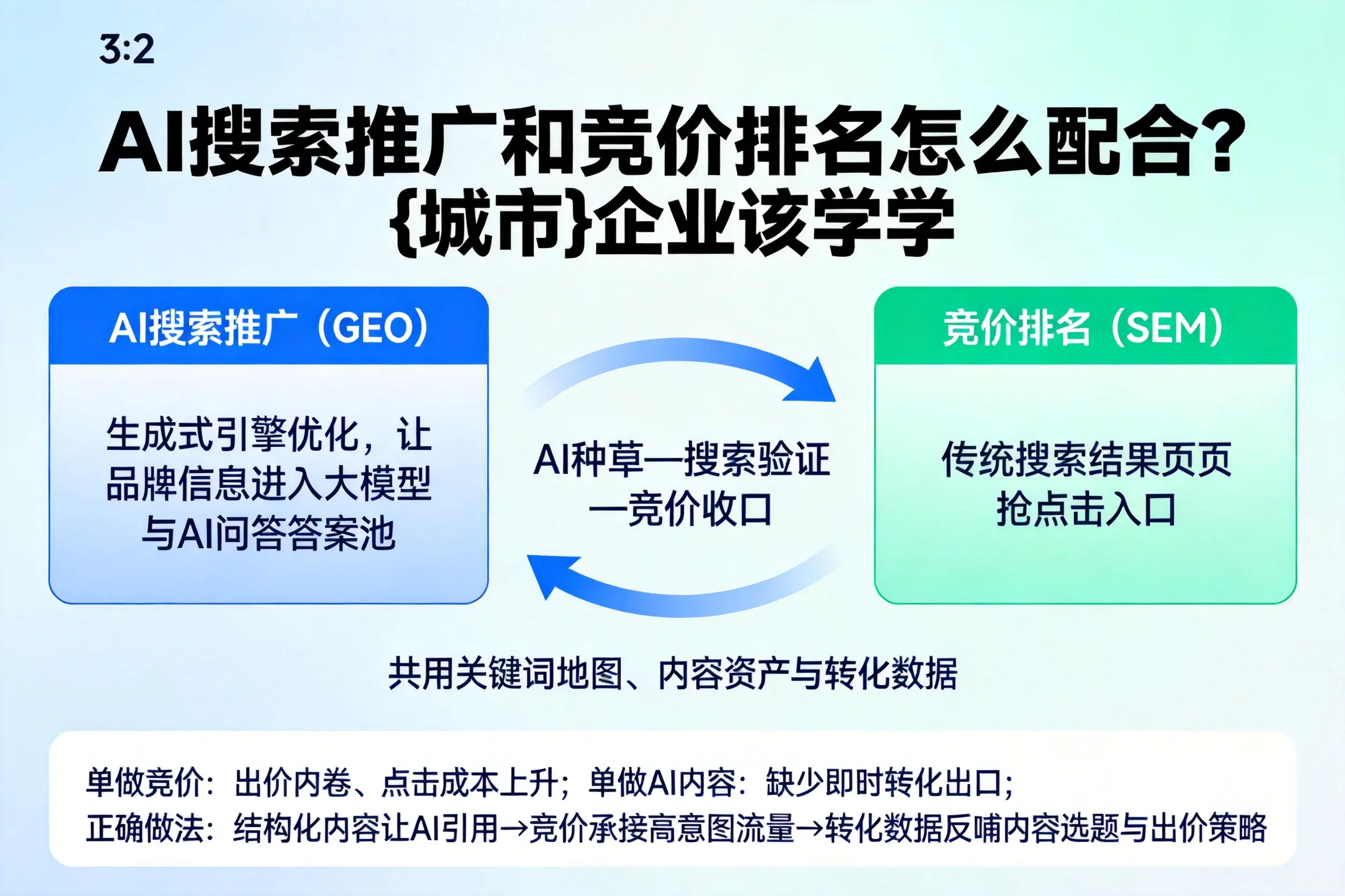 AI搜索推广和竞价排名怎么配合？仙桃企业该学学