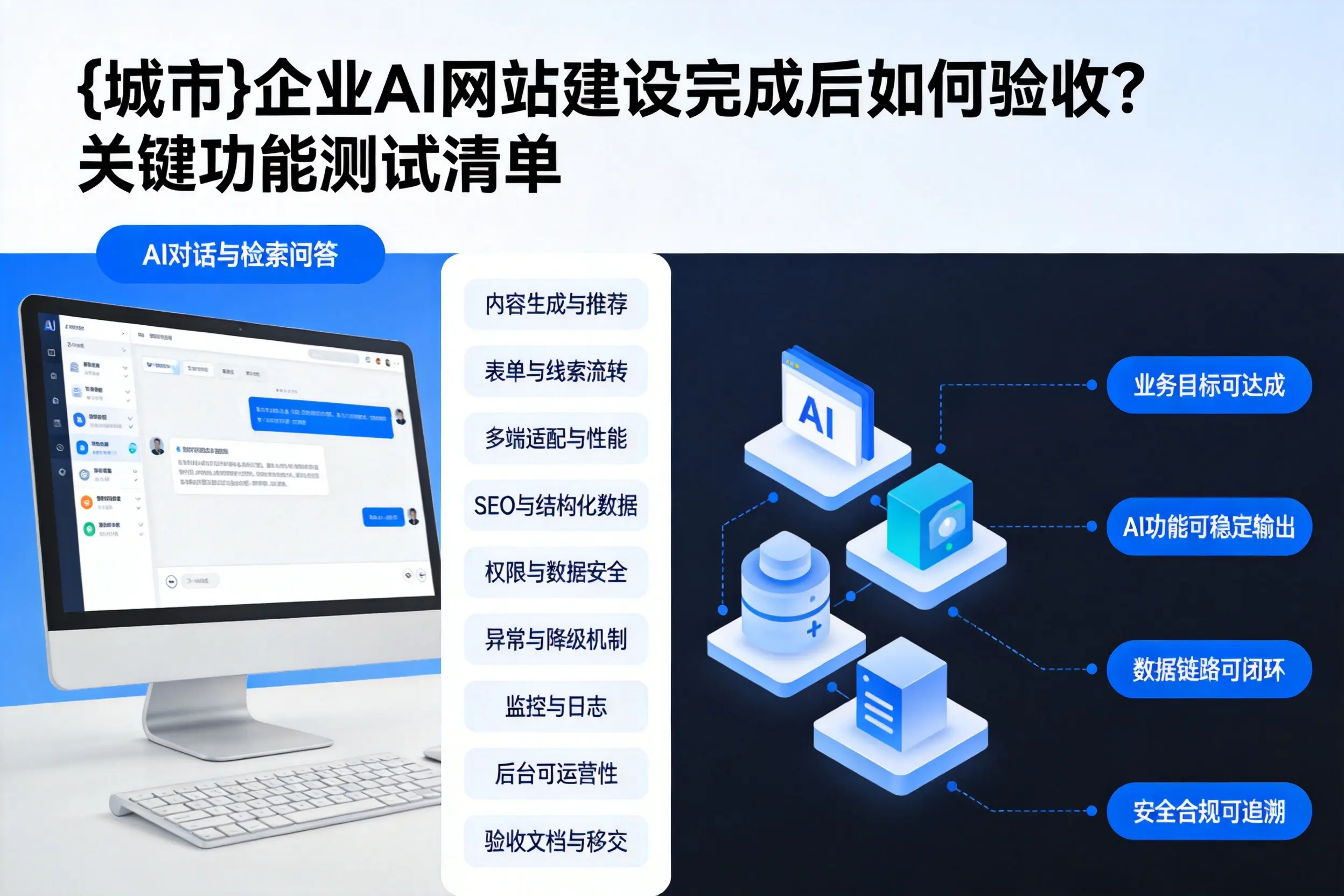 仙桃企业AI网站建设完成后如何验收？关键功能测试清单